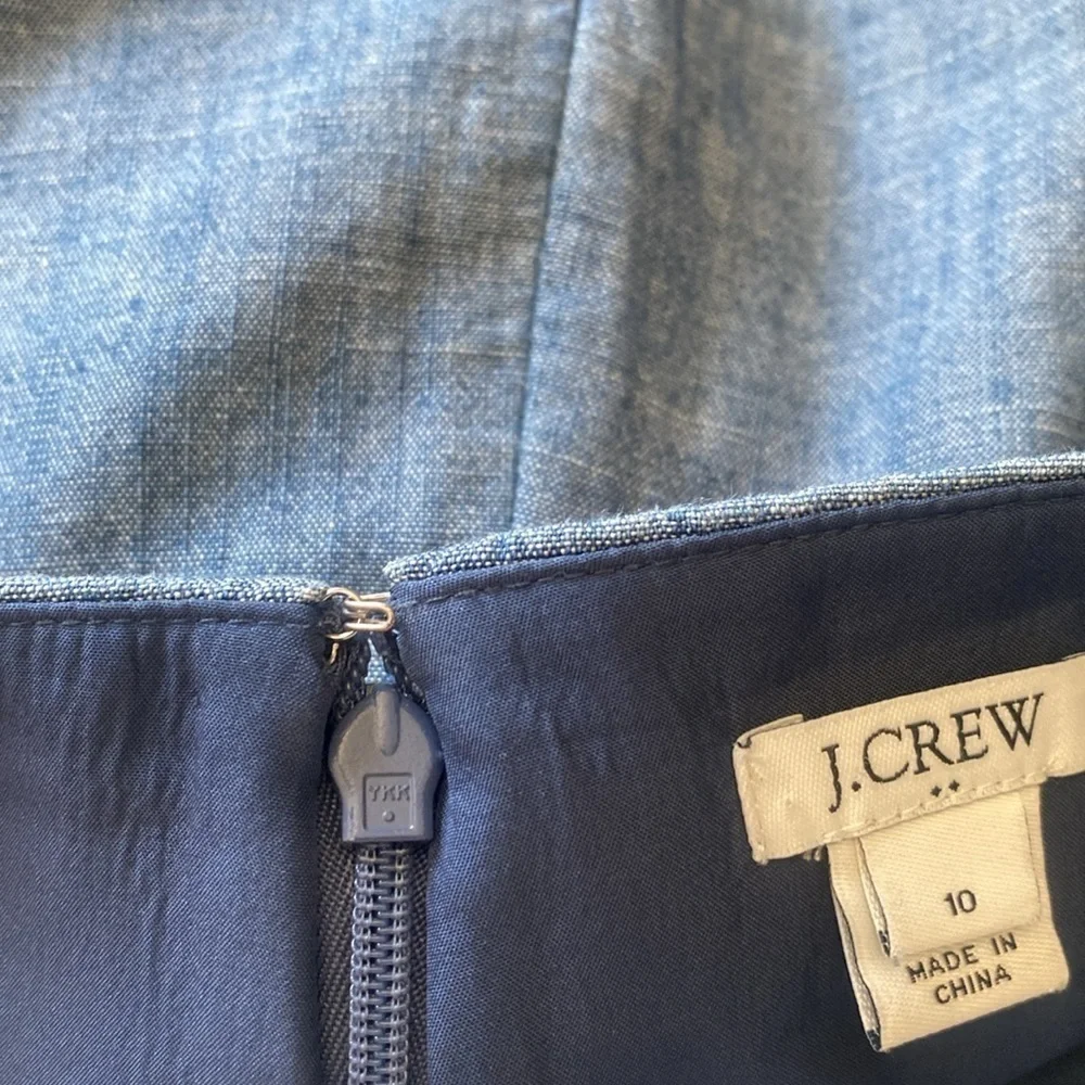J. Crew Scalloped Chambray Blue Skirt Size 10